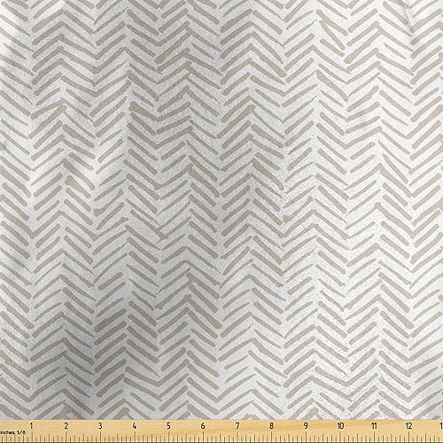 Ambesonne The Yard, tela de espiga de The Yard, bordes verticales con triángulos cheurón estilo dibujado a mano, líneas aleatorias, hipster, tela de