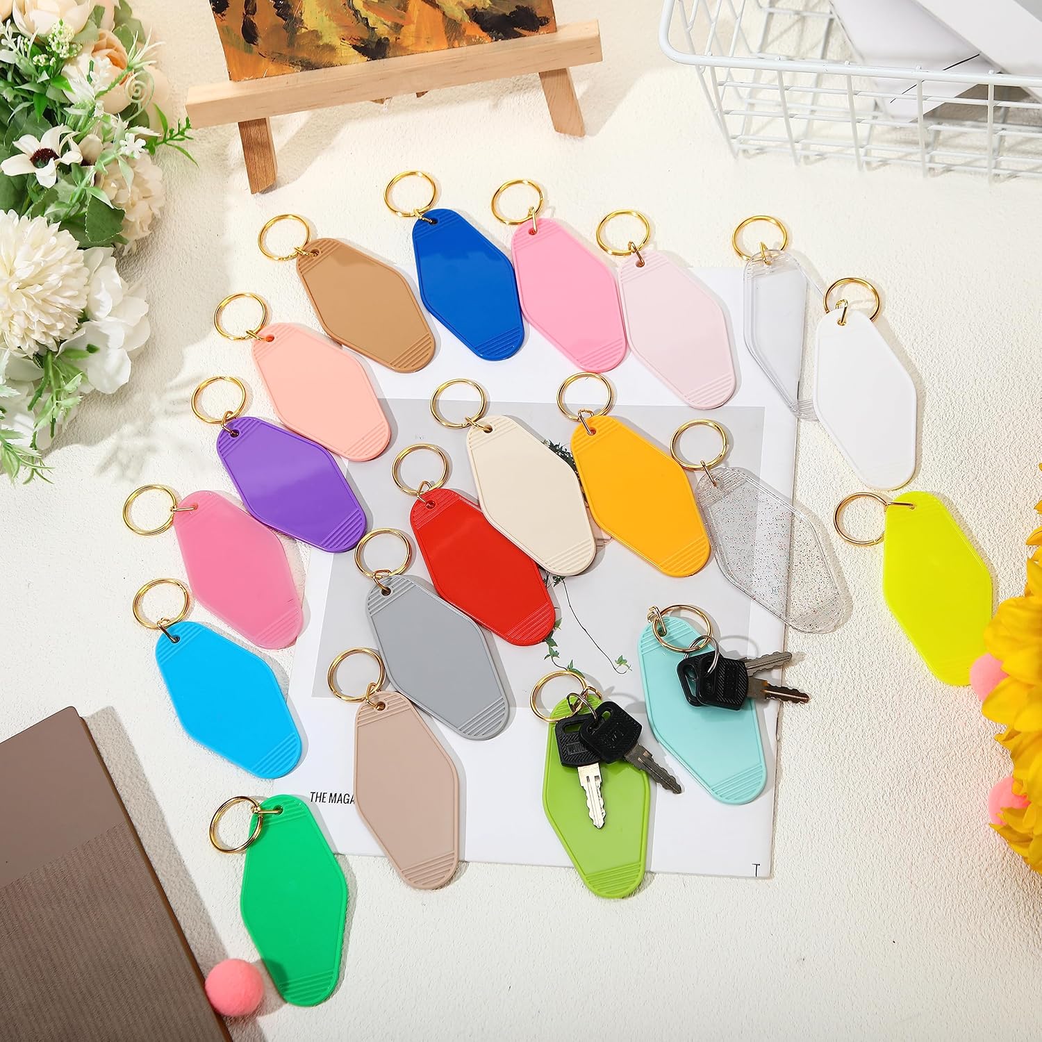 Thyle Motel Keychain Blank Bulk Retro Hotel Keychains Rhombus Vintage Hotel Key Tags for DIY Sublimation Luggage(60 Pcs) - Image 4