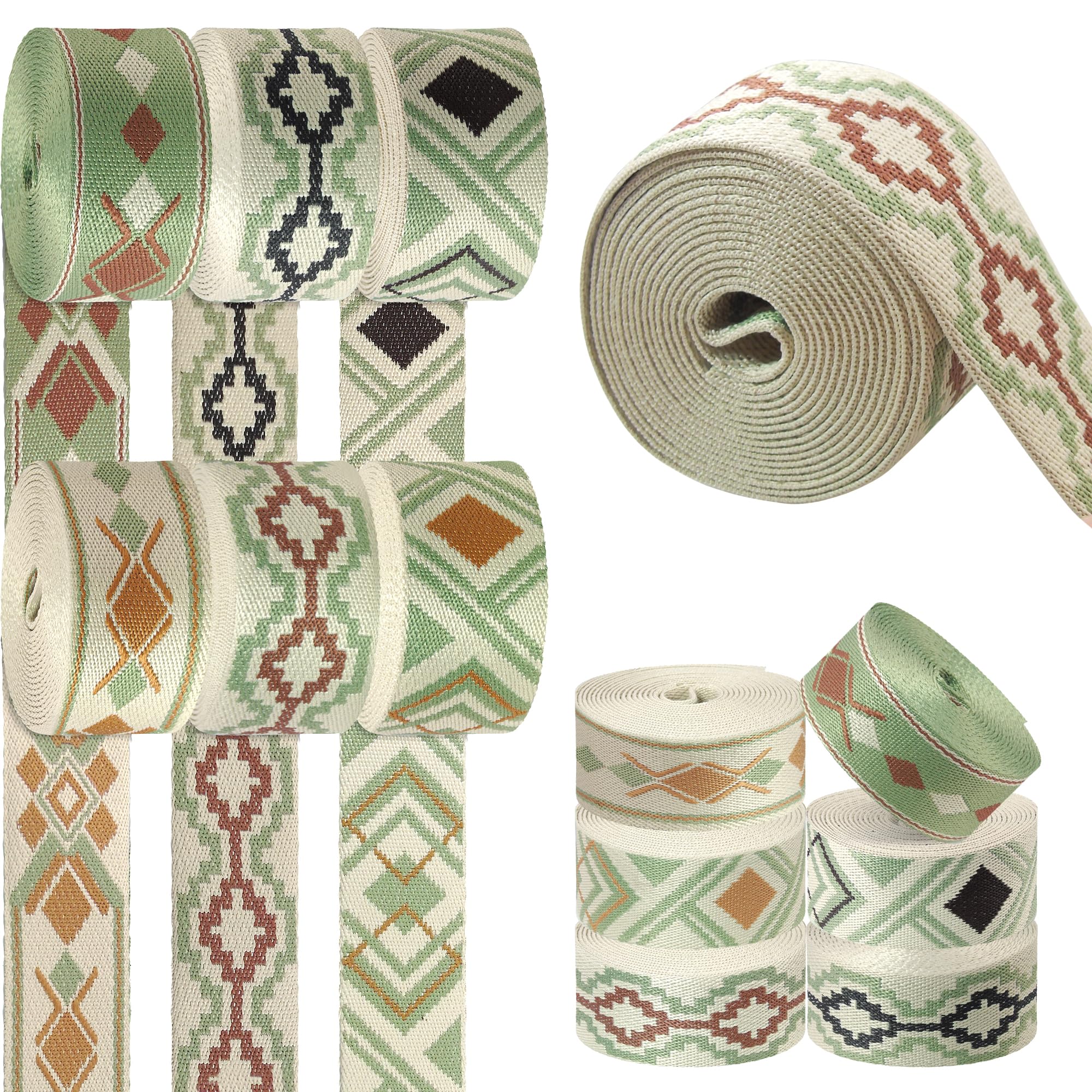 Grosun 6 Rolls 1.5 inch Classical Nylon Webbing Belt Webbing Straps Purse Straps Backpack Straps Nylon Belt for Seatbelt, Bags, Backpacks, Handles,