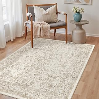 PureCozy Light Brown Small Area Rug 3x4 Vintage Floral
