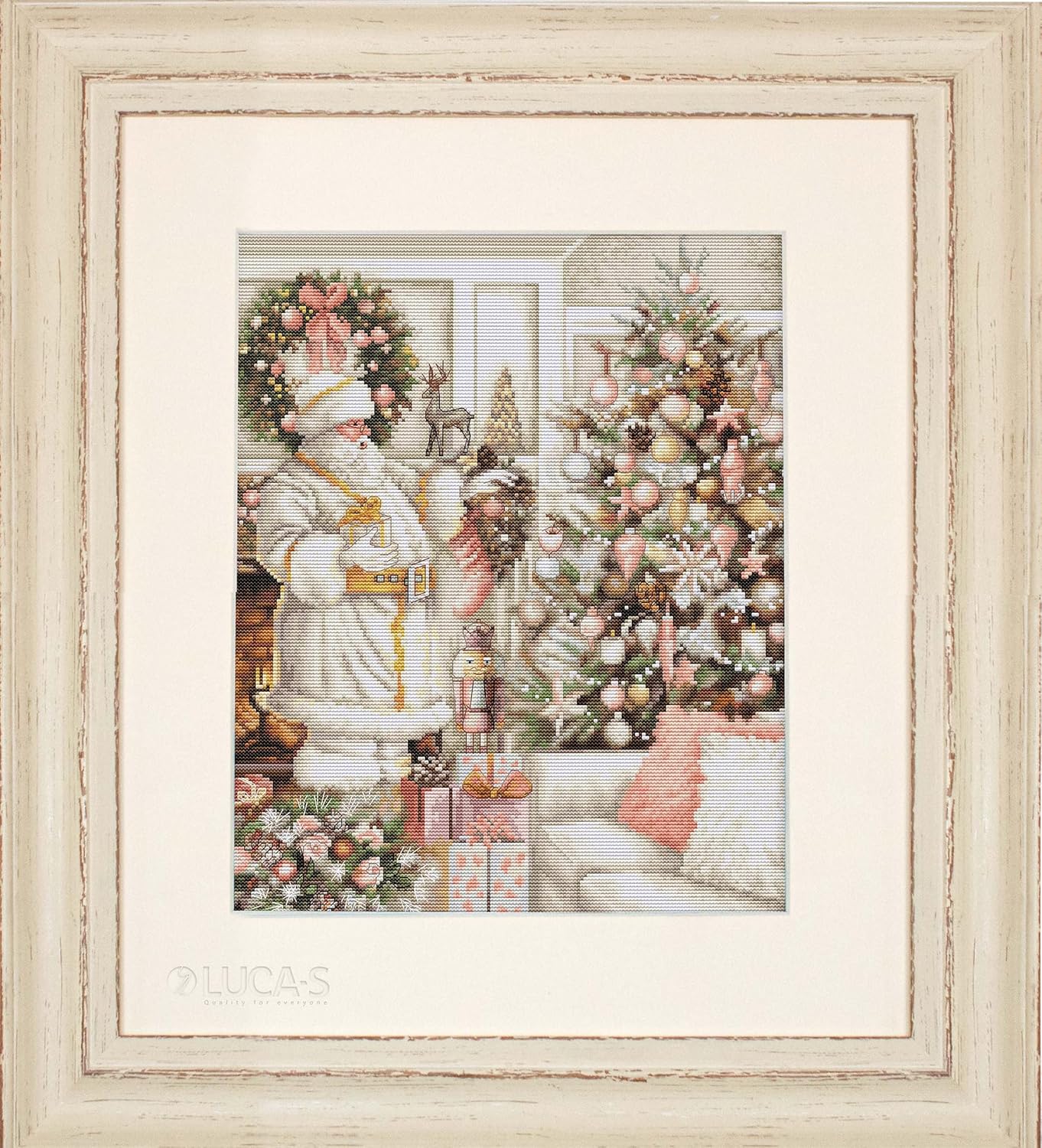 Luca-S Cross-Stitch Kit Santa in White Coat, Counted Cross-Stitch Kit for Adults, Embroidery Needlecraft Set