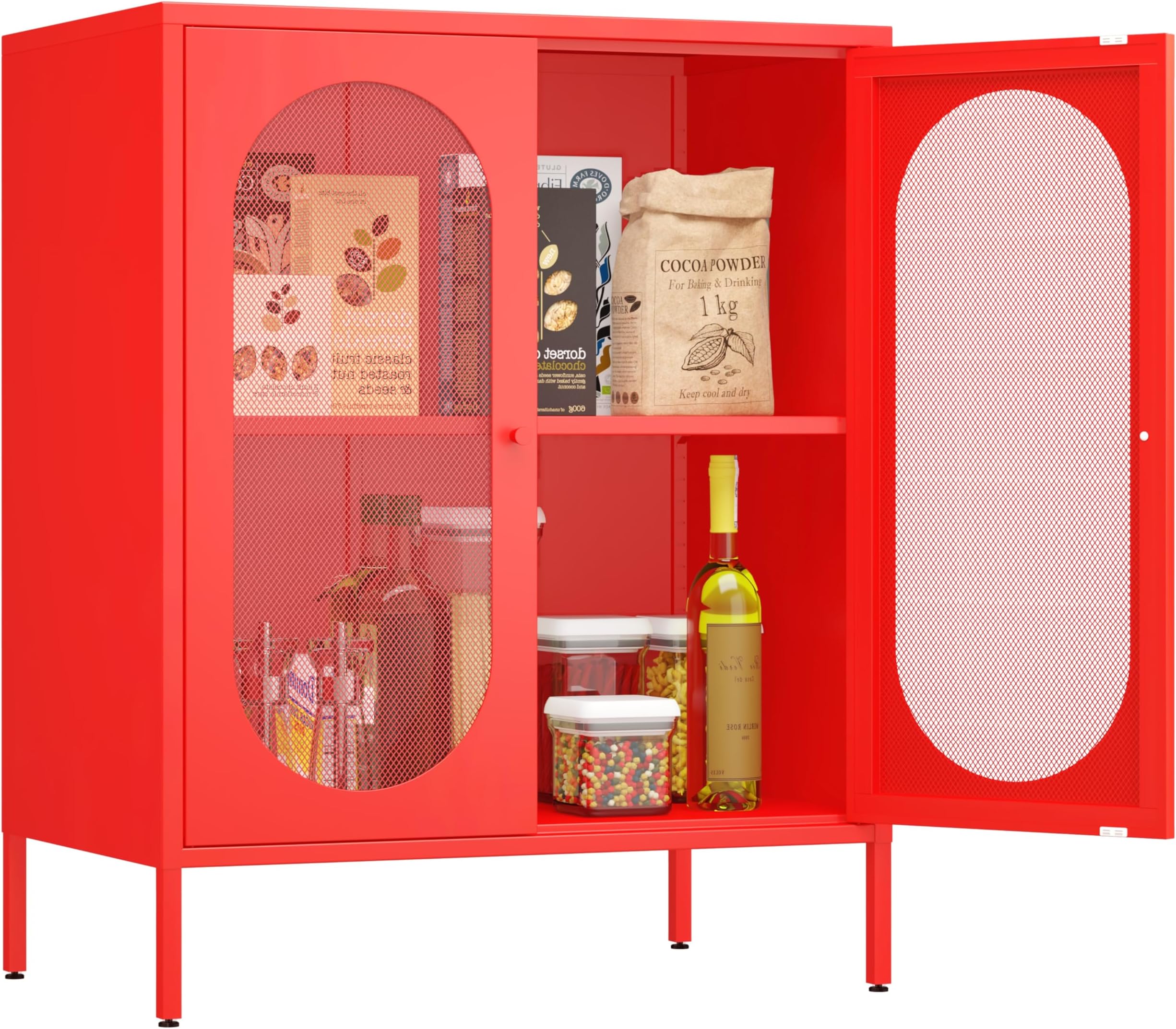 2 Door Accent Cabinet,Metal Storage Cabinet with Adjustable Shelf,Buffet Sideboard for Bed Room,Living Room,Entryway,Hallway,Home,Hotel,Office,Garage,Kitchen,1 Removable Shelf.