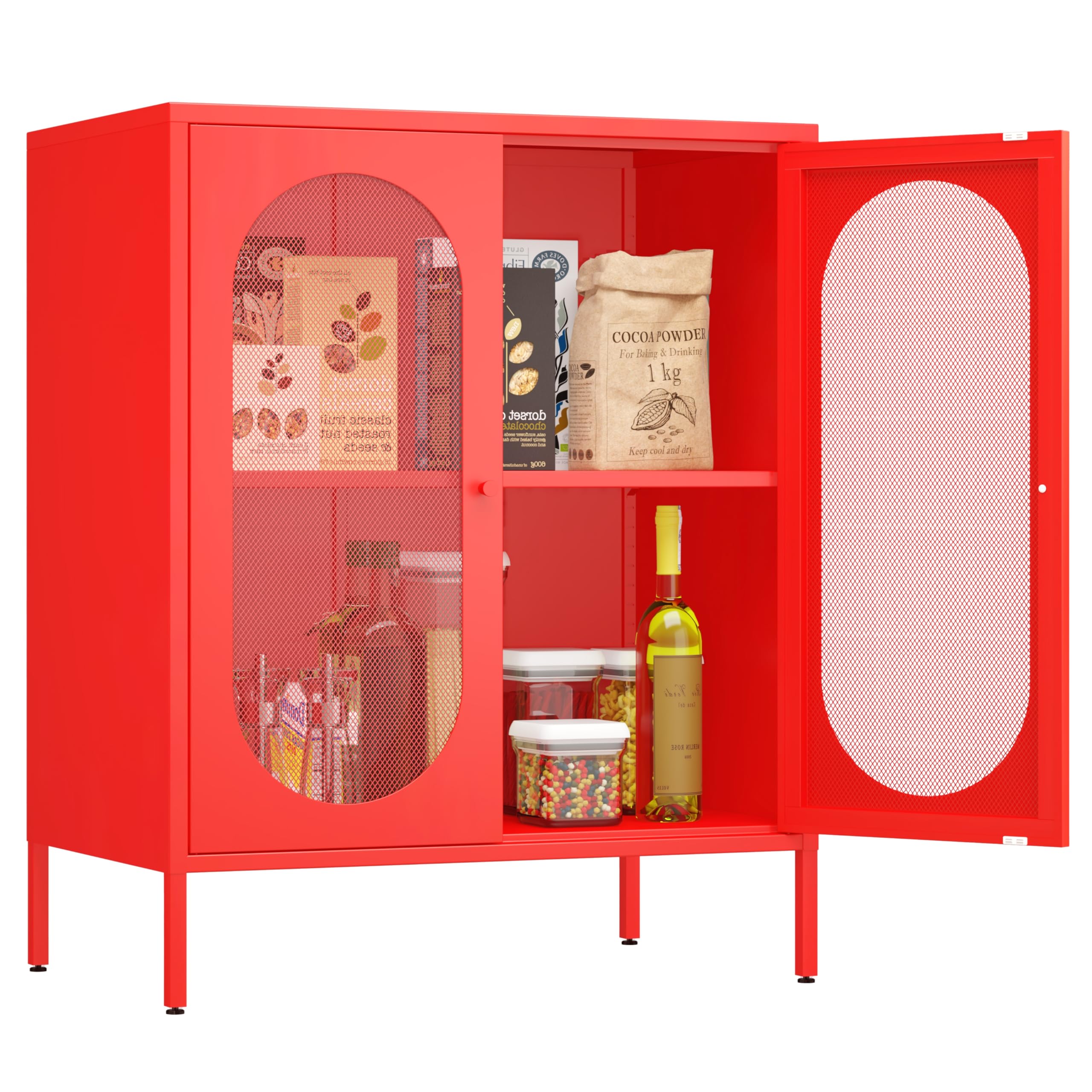 2 Door Accent Cabinet,Metal Storage Cabinet with Adjustable Shelf,Buffet Sideboard for Bed Room,Living Room,Entryway,Hallway,Home,Hotel,Office,Garage,Kitchen,1 Removable Shelf.