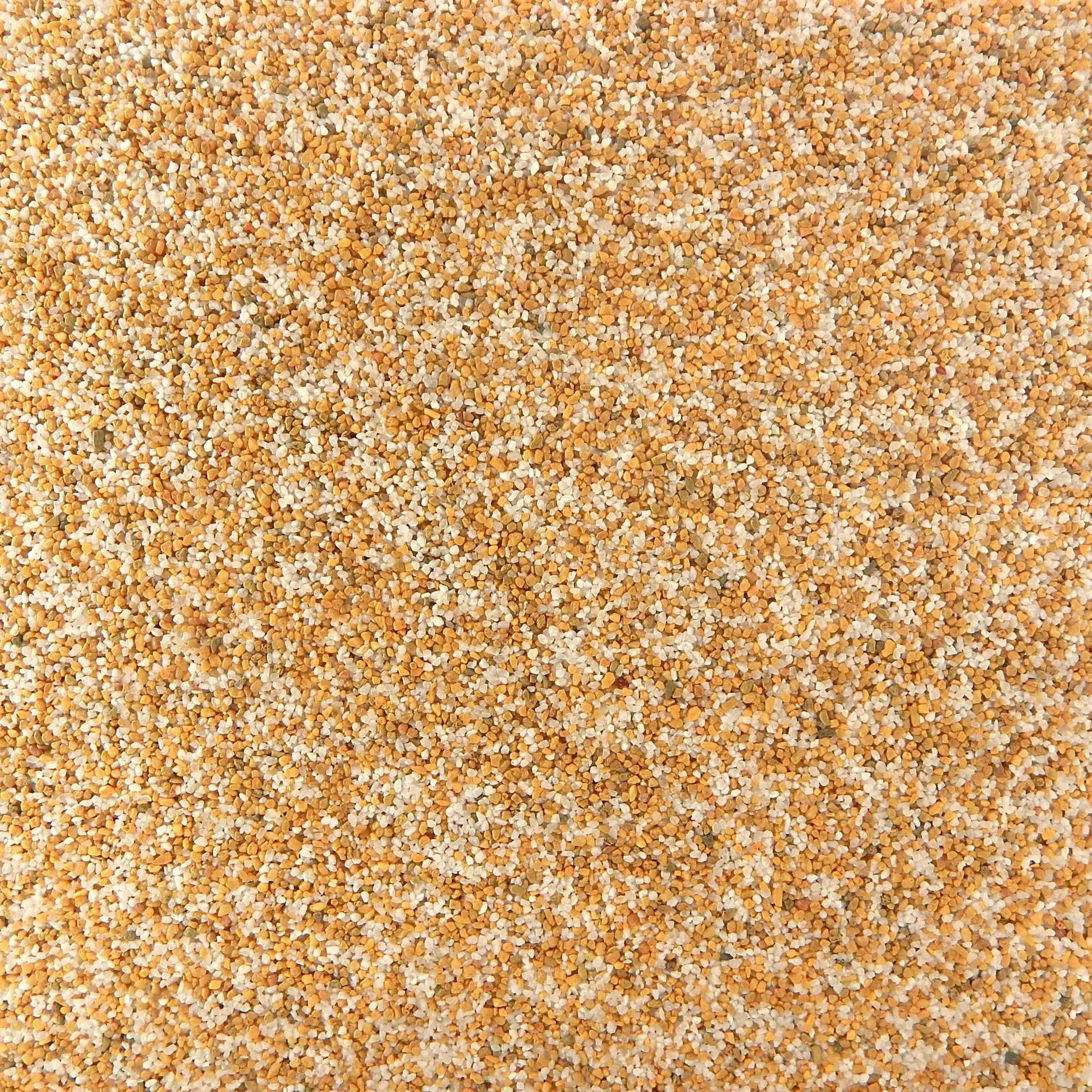 Terralith Buntsteinputz 14kg in gelb-weiß, Sockelputz für Innen und Außen mit Reinacrylat Bindemittel aus Naturstein, 1-2mm Körnung (BSP17)