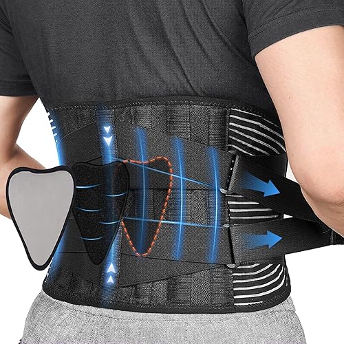 Tirantes de espalda para aliviar el dolor de espalda baja con 7 estancias, cinturón de apoyo de espalda transpirable para hombresmujeres para el
