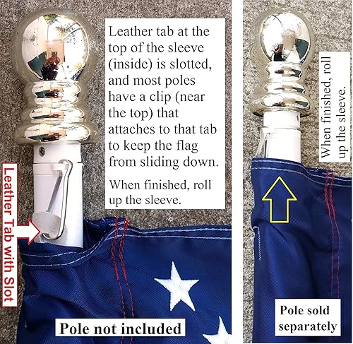 Miniatura 5 de US Flag Factory - Bandera estadounidense de 2 x 3 pies (manga de poste) (estrellas bordadas, rayas cosidas) nailon SolarMax para exteriores,