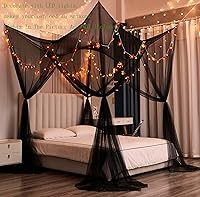 Vista 5 de Mengersi Dosel para Cama, Cortinas de Dosel para Cama, Cortinas de Cama para Camas Full Queen King, Red Mosquitera Cortinas de Cama para Patio