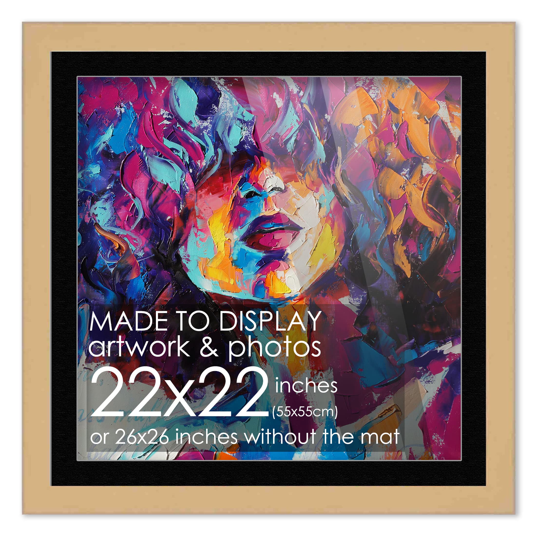 CountryArtHouse 22x22 Frame Natural Wood With Black Mat