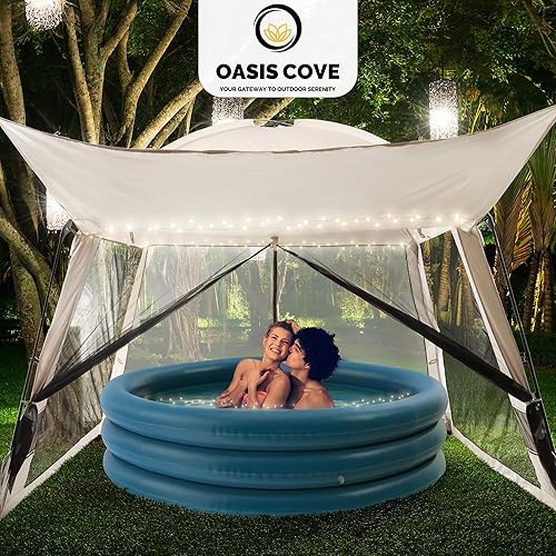 Miniatura 5 de Tienda de campaña de pantalla de 10 x 10 pulgadas para camping, casa de pantalla para 6-8 personas para camping, resistente al viento con 10 clavos