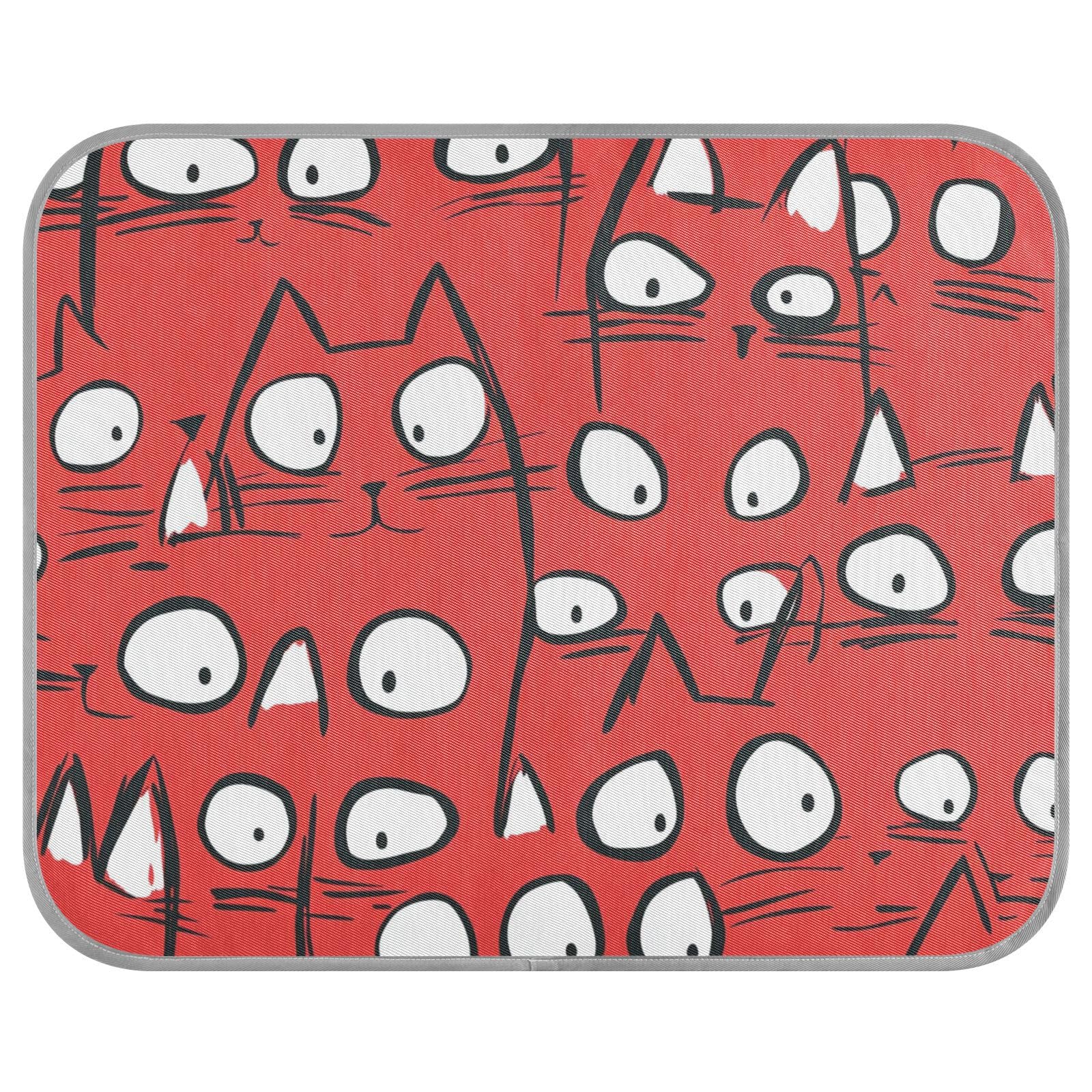 siphylline Cartoon Cute Red and White Cat Summer pet Cooling mat for Dogs Self Cooling Washable cat Bed for Hamster cat Outdoor Non-Electric cama refrescante para Perros S