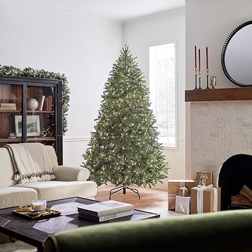 Miniatura 4 de National Tree Company Árbol de Navidad artificial preiluminado Feel Real  Incluye luces blancas preencordadas y soporte abeto Jersey Fraser mediano