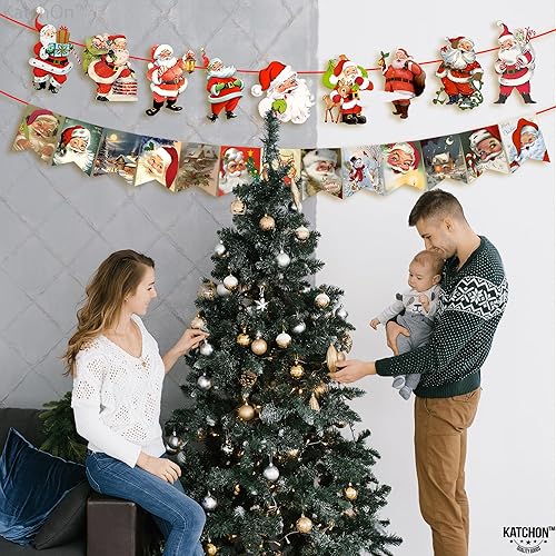 Miniatura 8 de KatchOn, Guirnalda de Papá Noel con texto en inglés "Merry Christmas", extra grande de 10 pies, paquete de 2, pancarta de Papá Noel para manto,