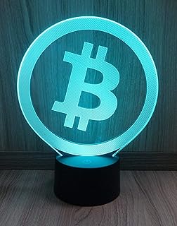 Lampade a illusione ottica 3D Bitcoin Sign, 16 luci notturne da tavolo in acrilico con tocco cambia colore con cavo USB per regali di compleanno per camera da letto per bambini