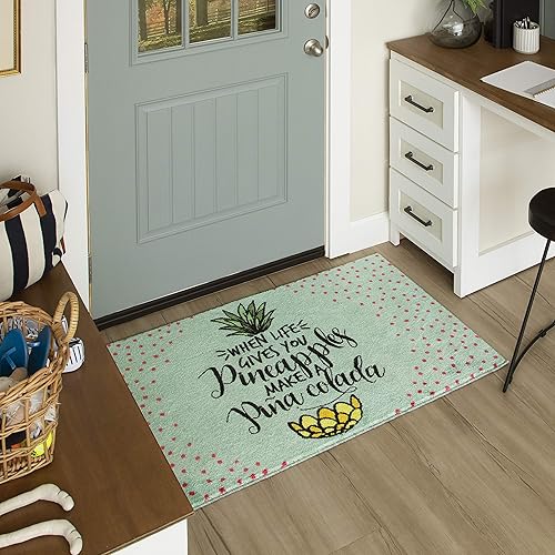 Miniatura 2 de Mohawk Home Alfombra de cocina de verano lavable a máquina, color azul piña