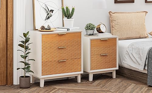 Miniatura 5 de Cómoda de madera con 3 cajones de estilo rústico para dormitorio, entrada, pasillo, color blanco