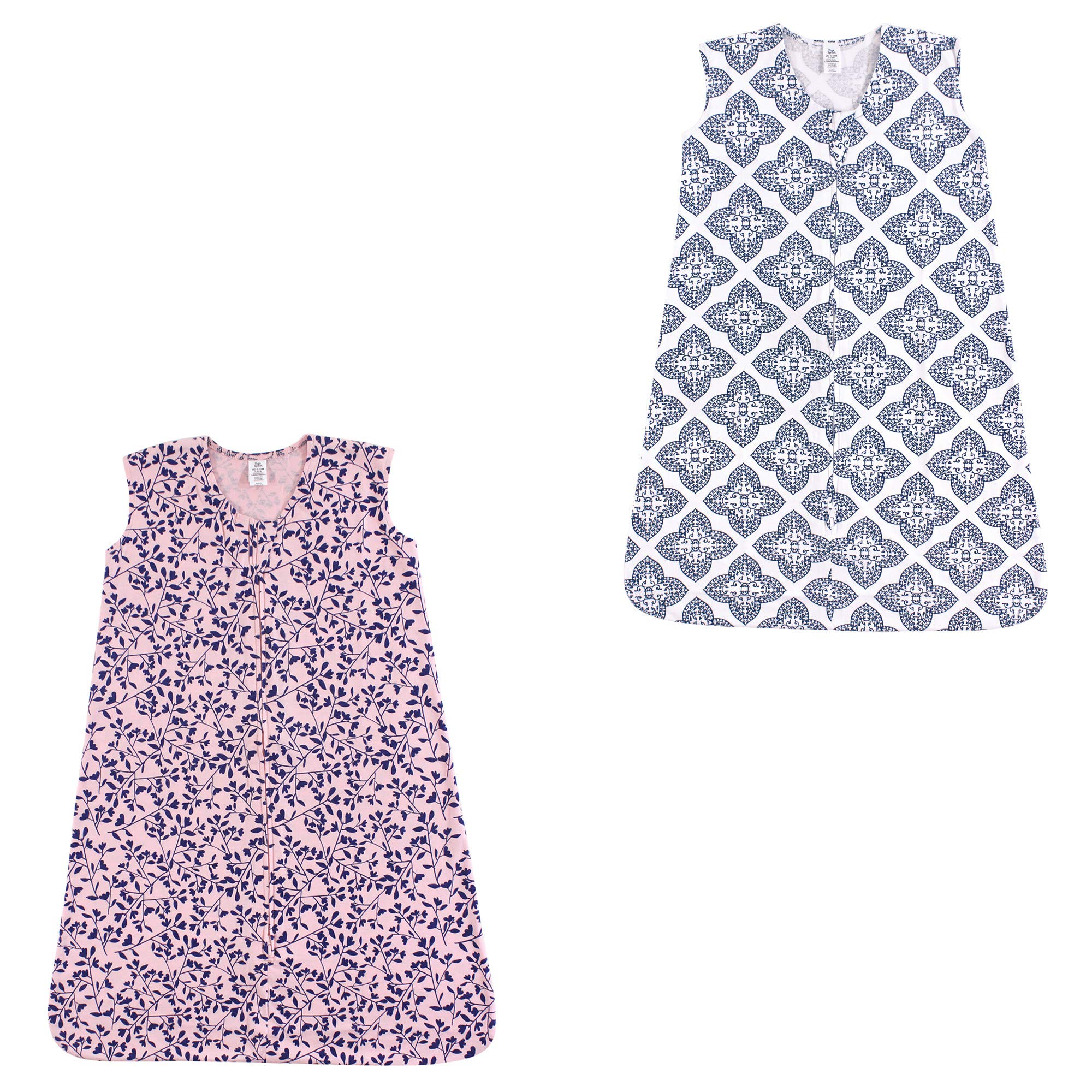 Yoga Sprout Soft Jersey Safe Sleep Wearable Sleeping Bag 2 Pack, Fresh Floral and Ornate Clover, 18-24 Months