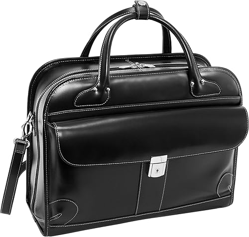 Miniatura 2 de McKlein Lakewood, maletín desmontable con ruedas para laptop, cuero de vaca de grano superior, negro (96615)