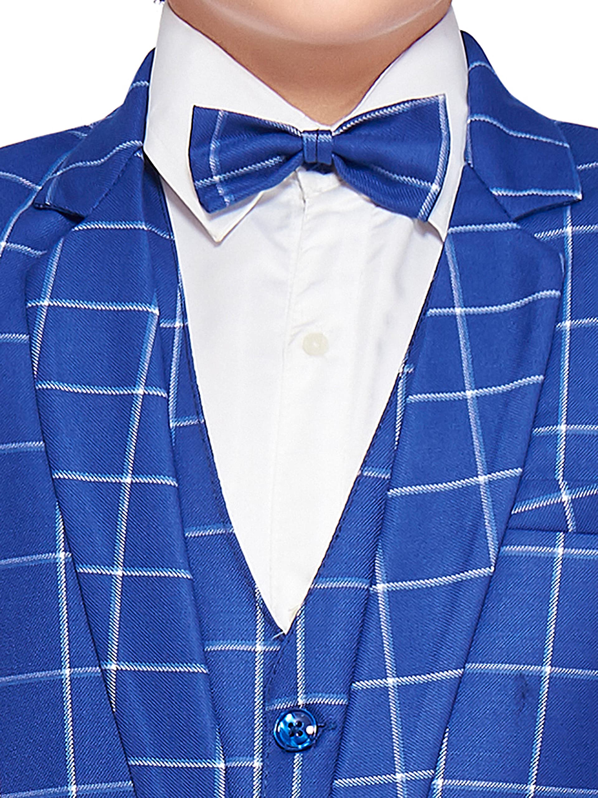 Jeetethnics Boys Navy Blue Checked Coat Suit Set with Waistcoat Shirt and Trousers (9056D) 2