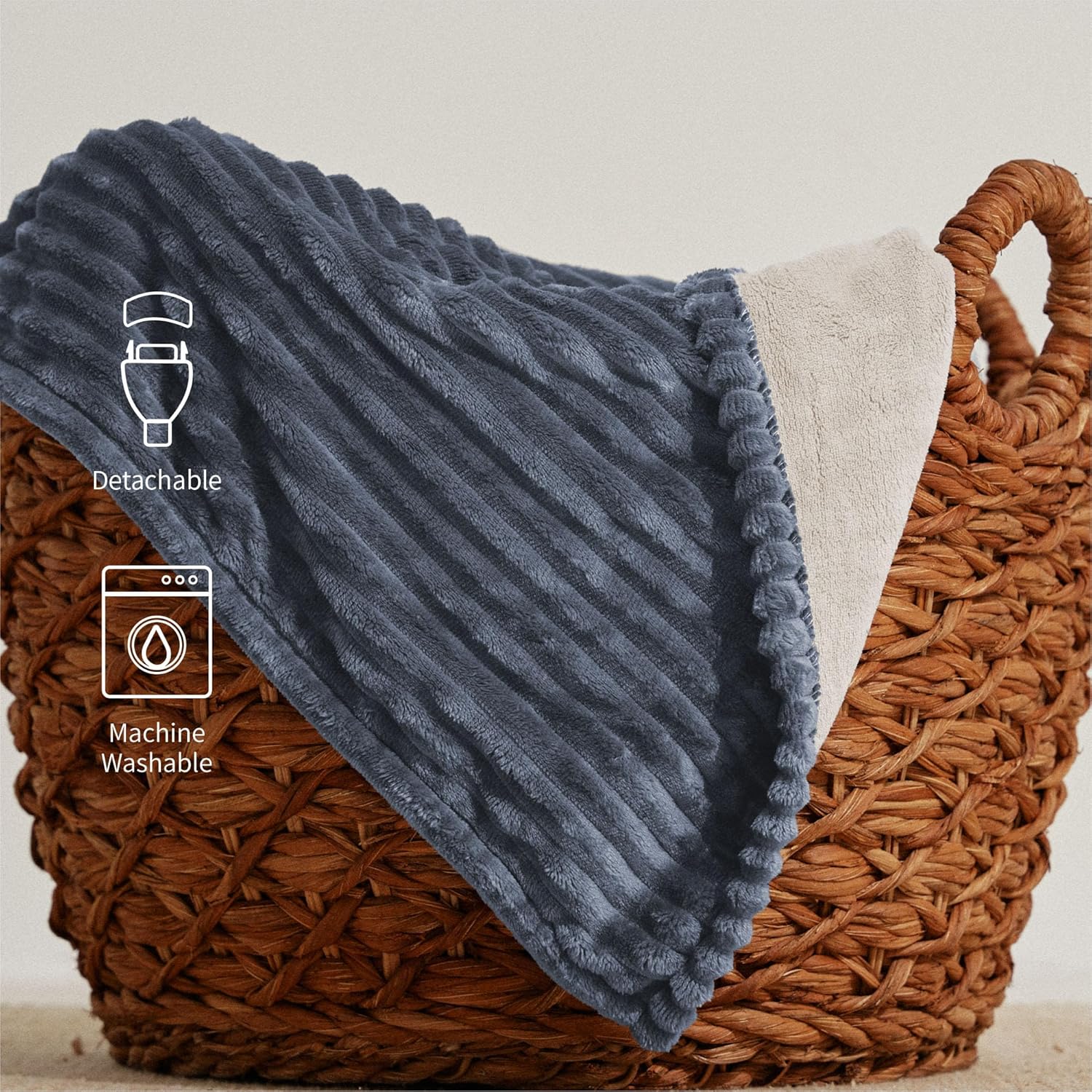 Heated Blanket Queen Size 84"x90",ETL Certification-10 Heating Levels Electric Blanket&1-10 Hour Auto Off,Heating Blanket with Dual Controller(Dark Blue) - Image 6