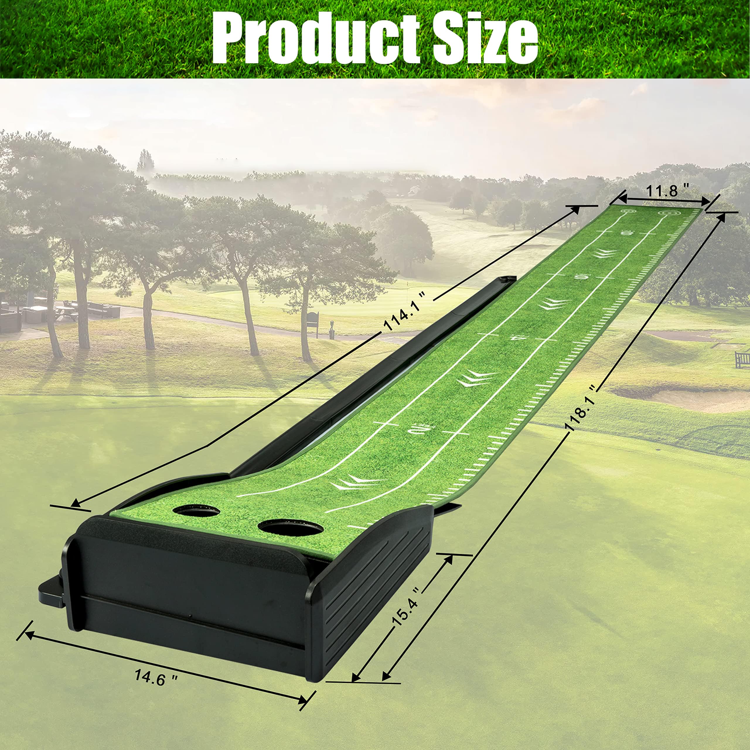 Putting Green de Golf para Interiores, tapete para Putt de Golf para Interiores con Retorno automático de Pelota, Juego de Mini Golf, Ayuda para Entrenamiento de Golf, para el hogar, Oficina