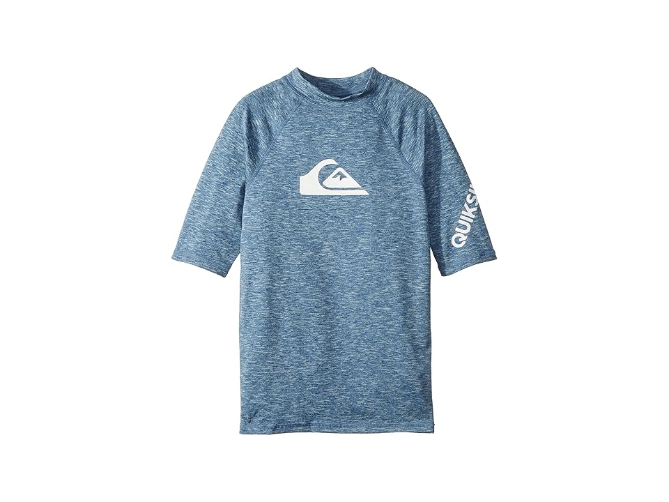 

Quiksilver Kids All Time Short Sleeve Rashguard (Big Kids) (Dark Denim Heather) Boy's Swimwear