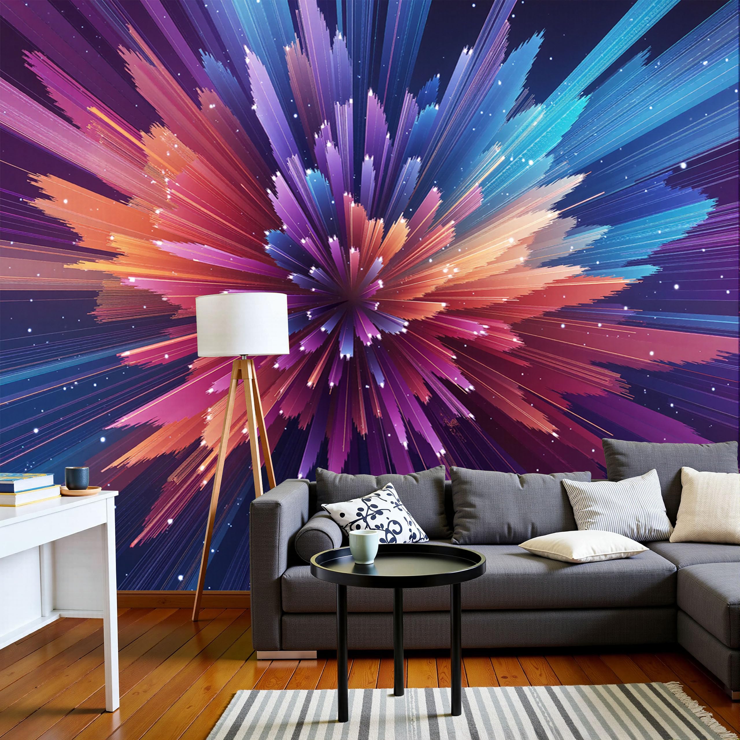 Papier peint étoiles géométriques 3D pour agrandir une chambre et habiller un mur vide