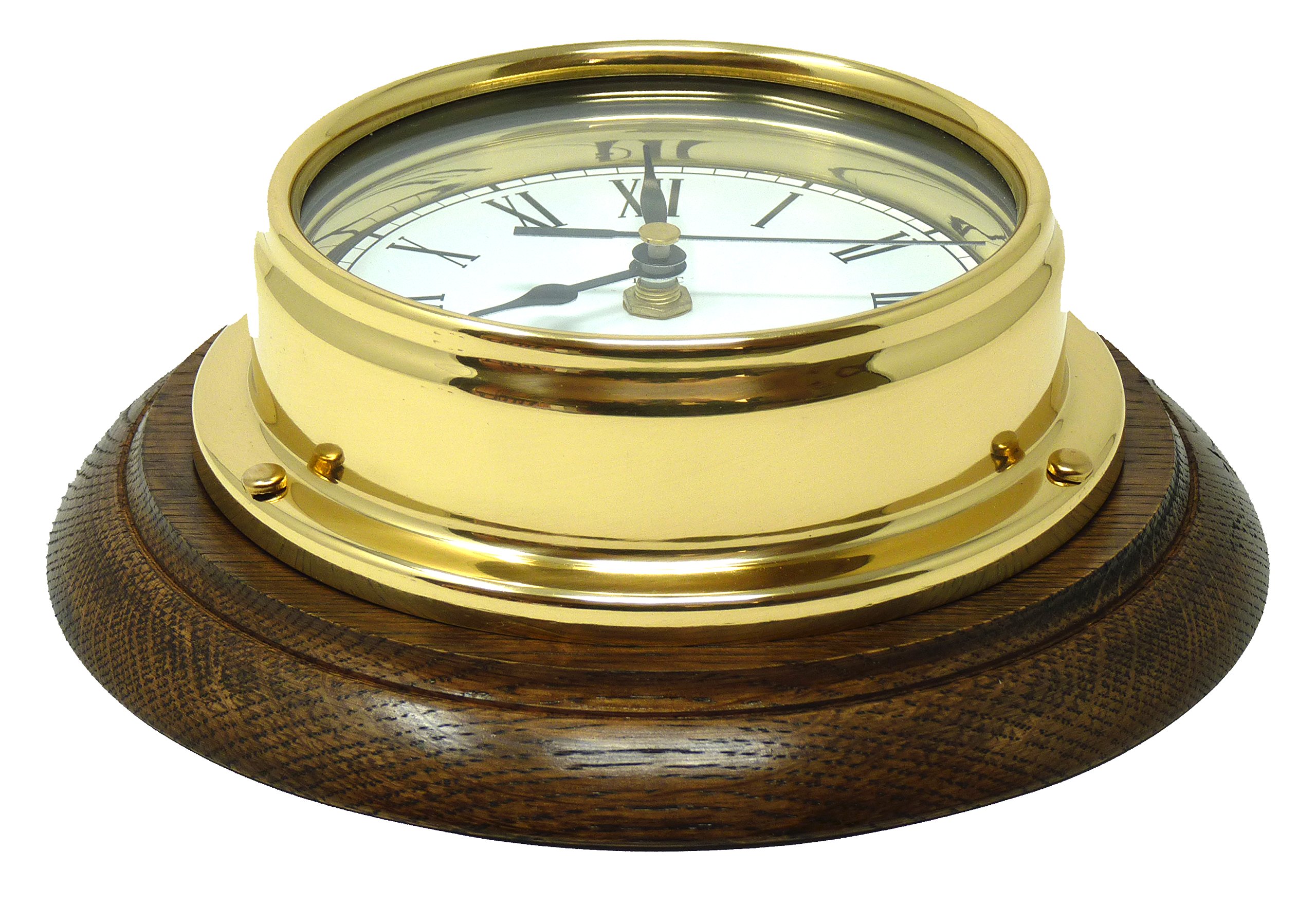 Buy Tabic Classic Brass Roman Clock on an English Oak , Heavy Lacquered