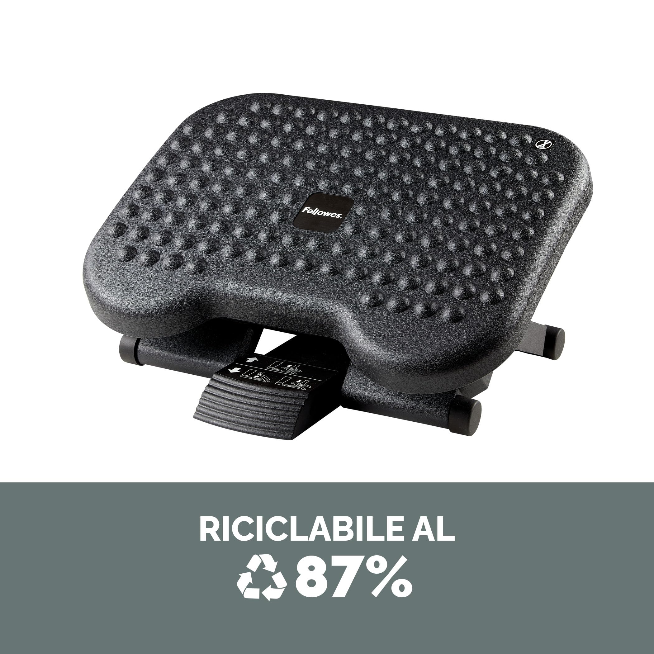 Fellowes Everyday Plus Poggiapiedi ergonomico con base antiscivolo - Poggiapiedi da scrivania - Sgabello poggiapiedi per ufficio e casa - Nero