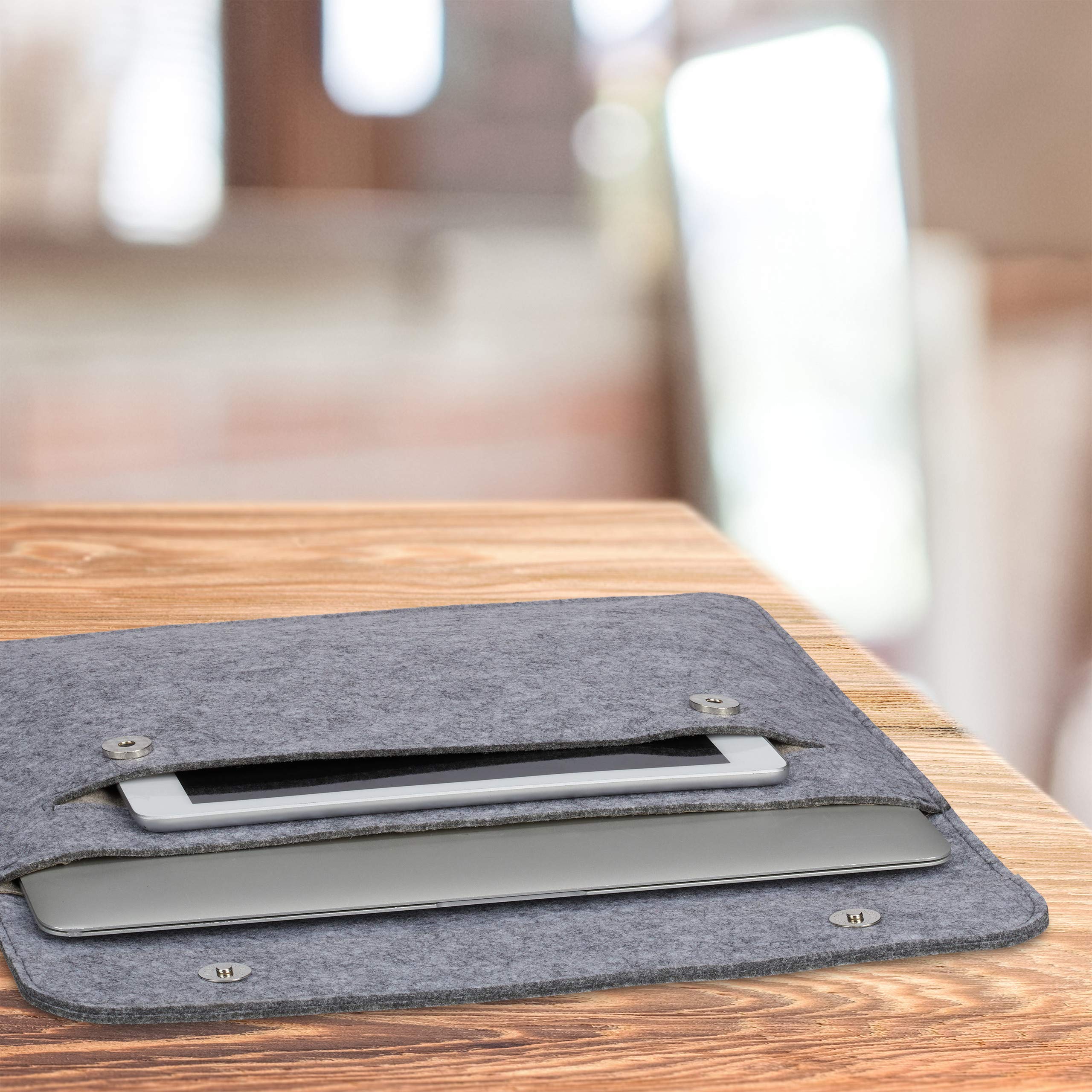 Relaxdays Custodia In Feltro Per Laptop 13 Pollici - Borsa Protettiva Con 4 Scomparti, Grigio Scuro, 27x35,5x2 Cm