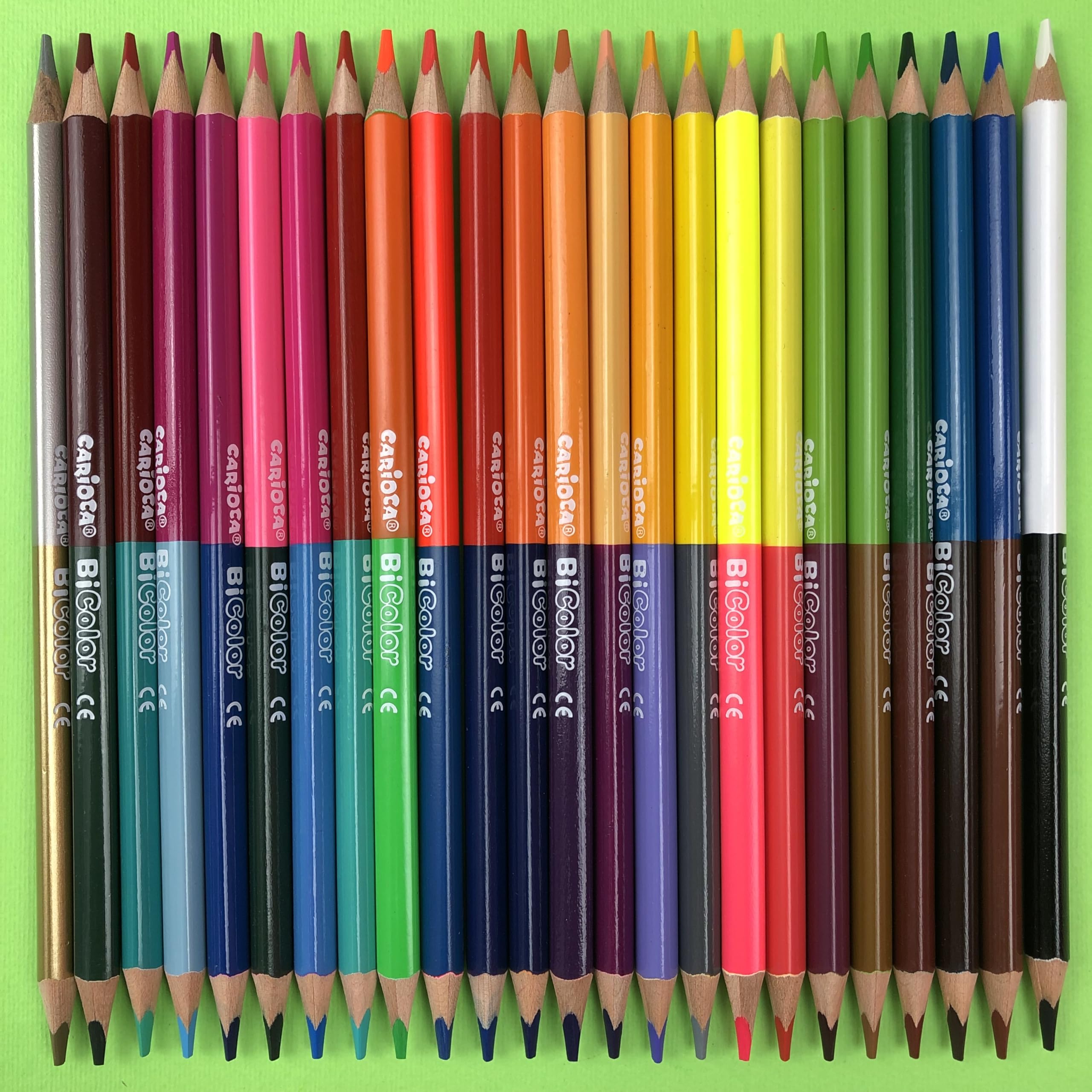 CARIOCA Bi-Color Matite Colorate Triangolari Lavabili 48 Colori Brillanti 24 Pezzi