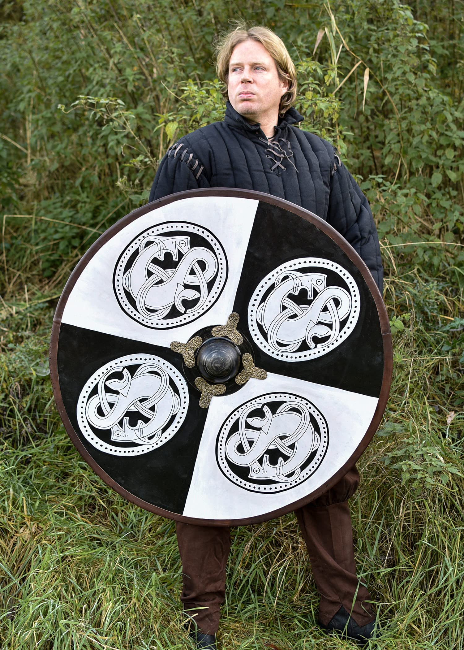 Battle-Merchant - Wikinger Rundschild, aus Holz, mit Greiftier-Bemalung - Schild - Mittelalter