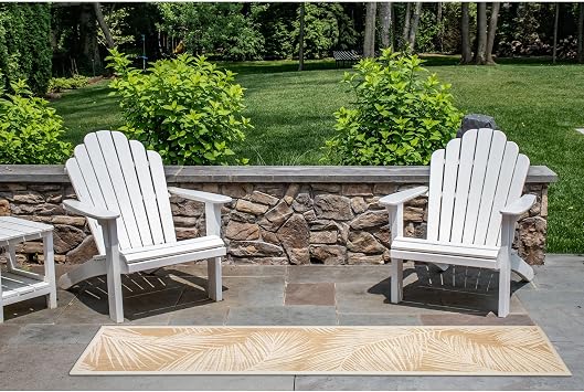 Liora Manne Carmel Low Profile Easy Care Indoor/Outdoor Woven Rug- Fronds Sand 111" x 76"