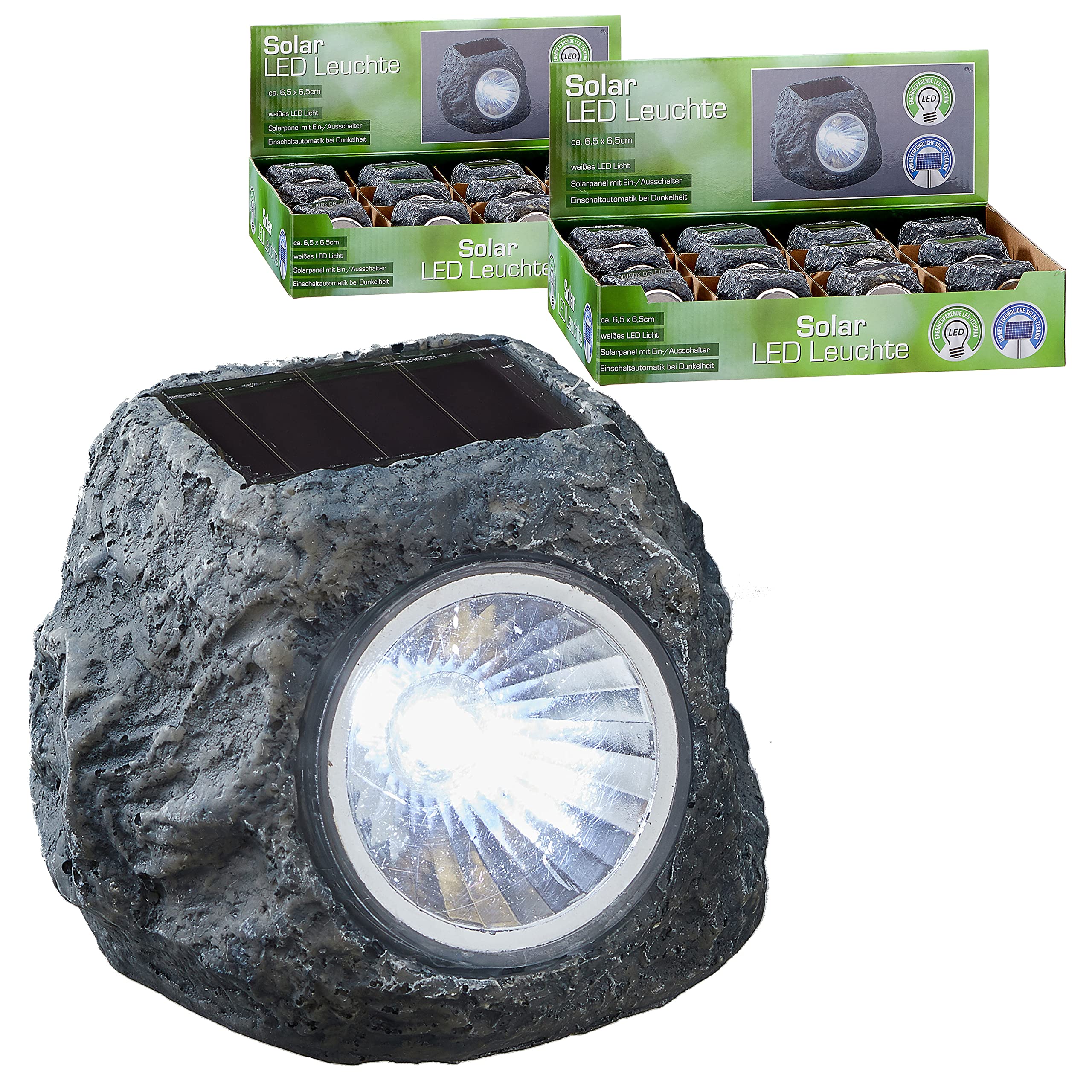 24 x Solarleuchte "Stein" LED Solar Garten Wegleuchte Beleuchtung Lampen 6,5 x 6 x 5 cm (24 x Solarleuchte)