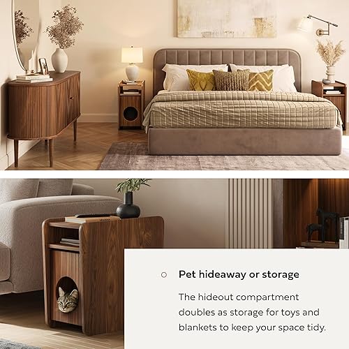 Miniatura 4 de WERMO Mesa auxiliar para gatos de 12 pulgadas, casa para gatos de interior y cueva cerrada y escondite para mascotas pequeñas con soporte para