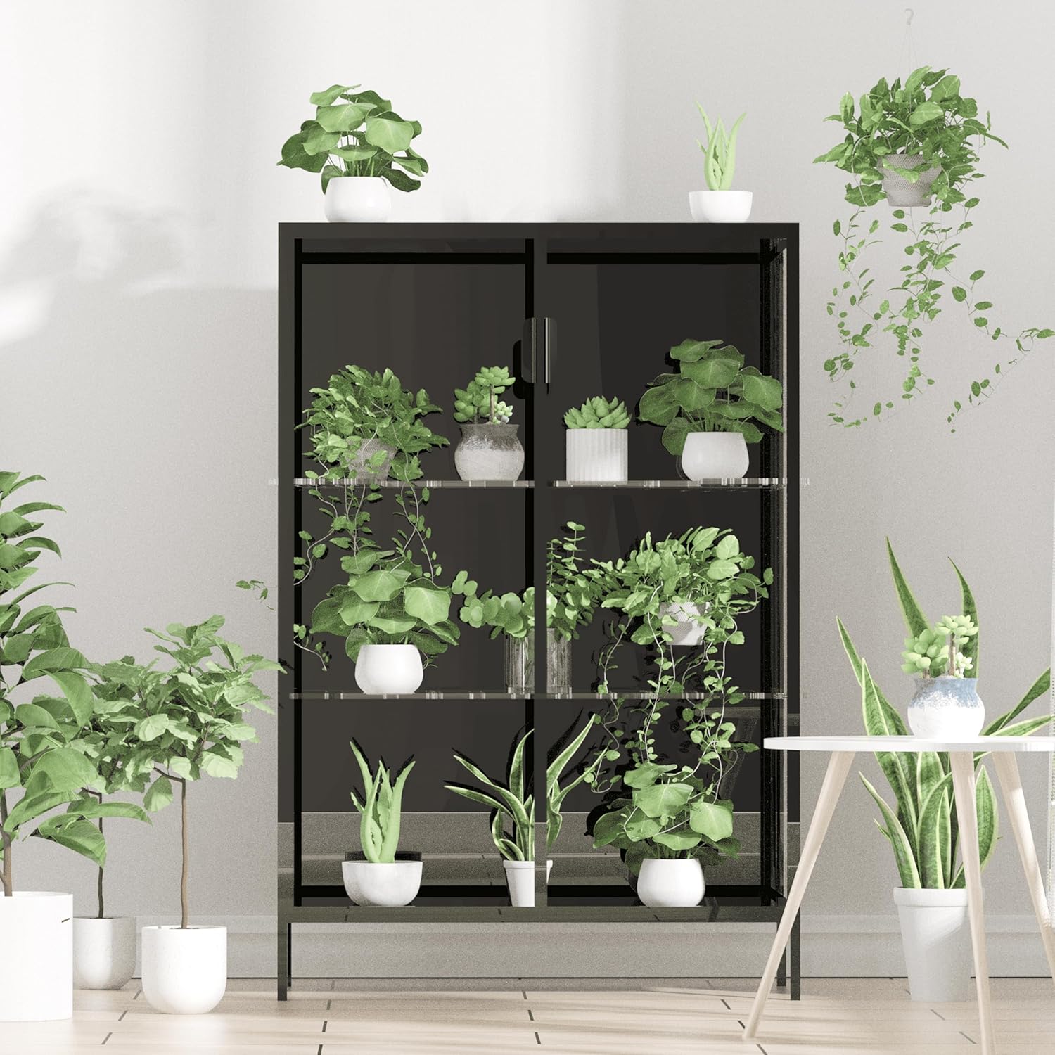 LUVCOSY Acrylic Shelf Compatible with Rudsta Wide Cabinet - 8mm Thick, Clear Acrylic Shelf Fit for Wide Rudsta Short Glass Cabinet, Greenhouse Accessories - Butterfly & Triangular, 2 Pack