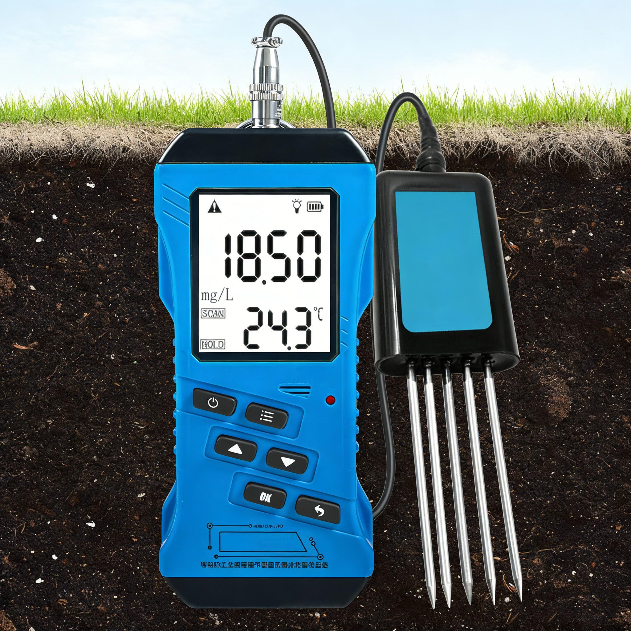 Jxyq Light Soil Tester Kit - 7-In-1 Digital Meter For Npk, Ph, Moisture, Ec, Temperature & Conductivity, High Sensitivity Fertility Test For Lawn And Indoor/Outdoor Plants