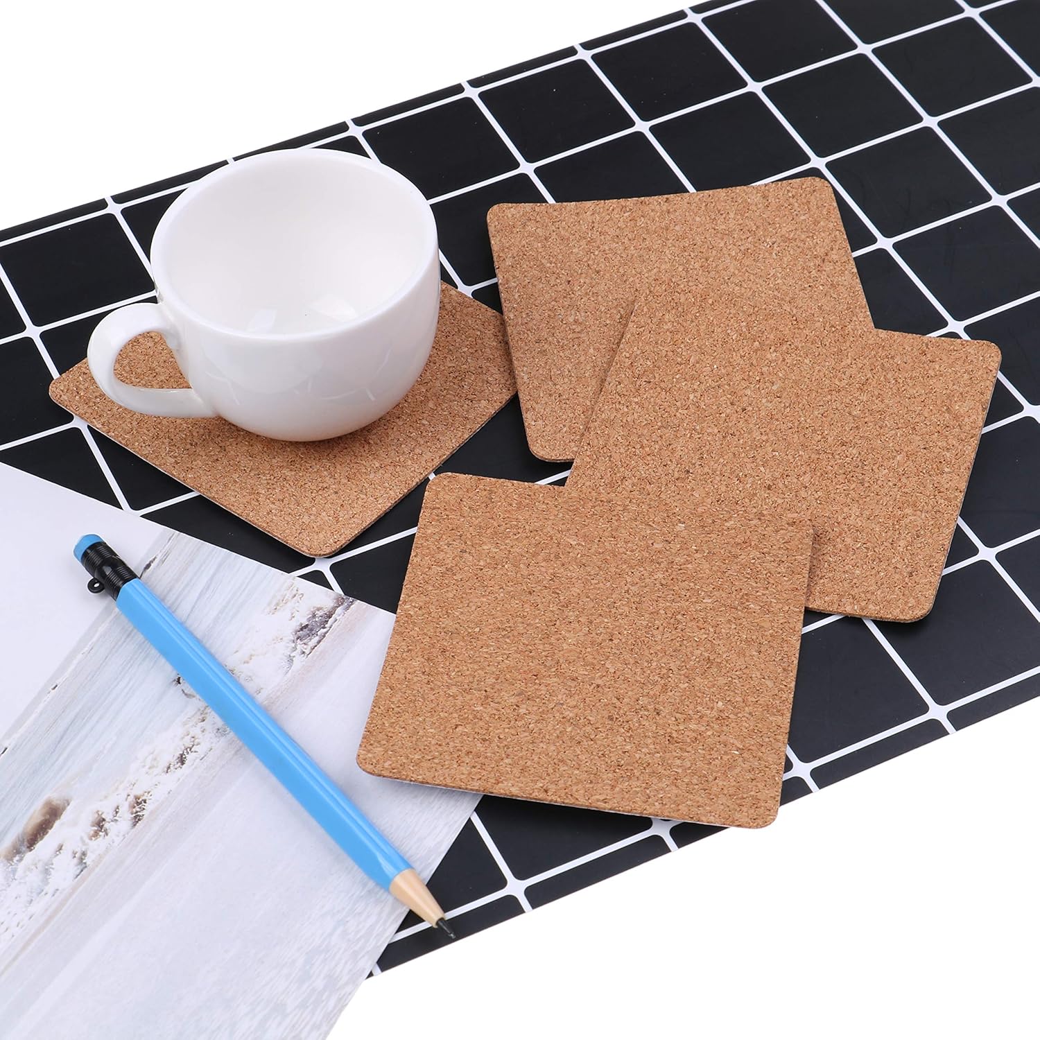 LOCOLO 80 Pieces Self-Adhesive Cork Squares Set, 3.5 x 3.5 Inches Cork Squares Cork Board Squares Backing Cork Tiles Sheets Cork Mat for Coasters and DIY Crafts - Image 6