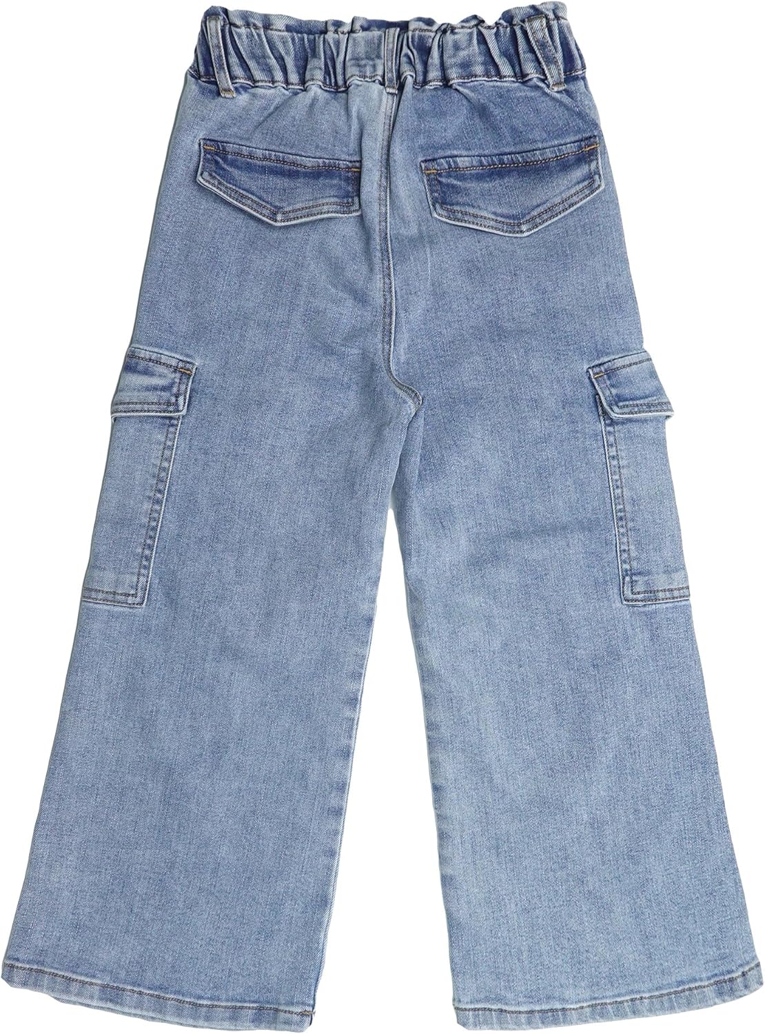 KIDSCOOL SPACE Toddler & Big Child Wide-Leg Cargo Jeans, 18M-14T Ribbed Waist Denim Pants - Image 2
