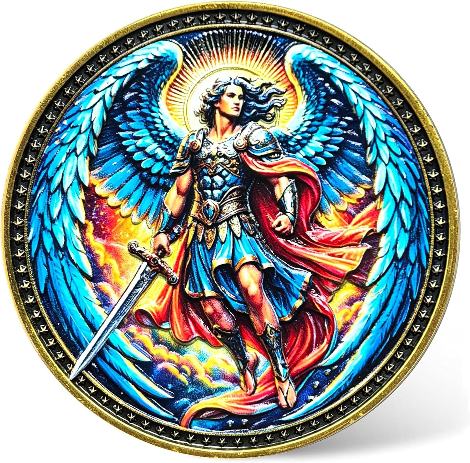 Guardian Angel Coin - Archangel Michael with Psalm 91:10-11 - Protective and Inspirational Token - Faith and Strength Symbol
