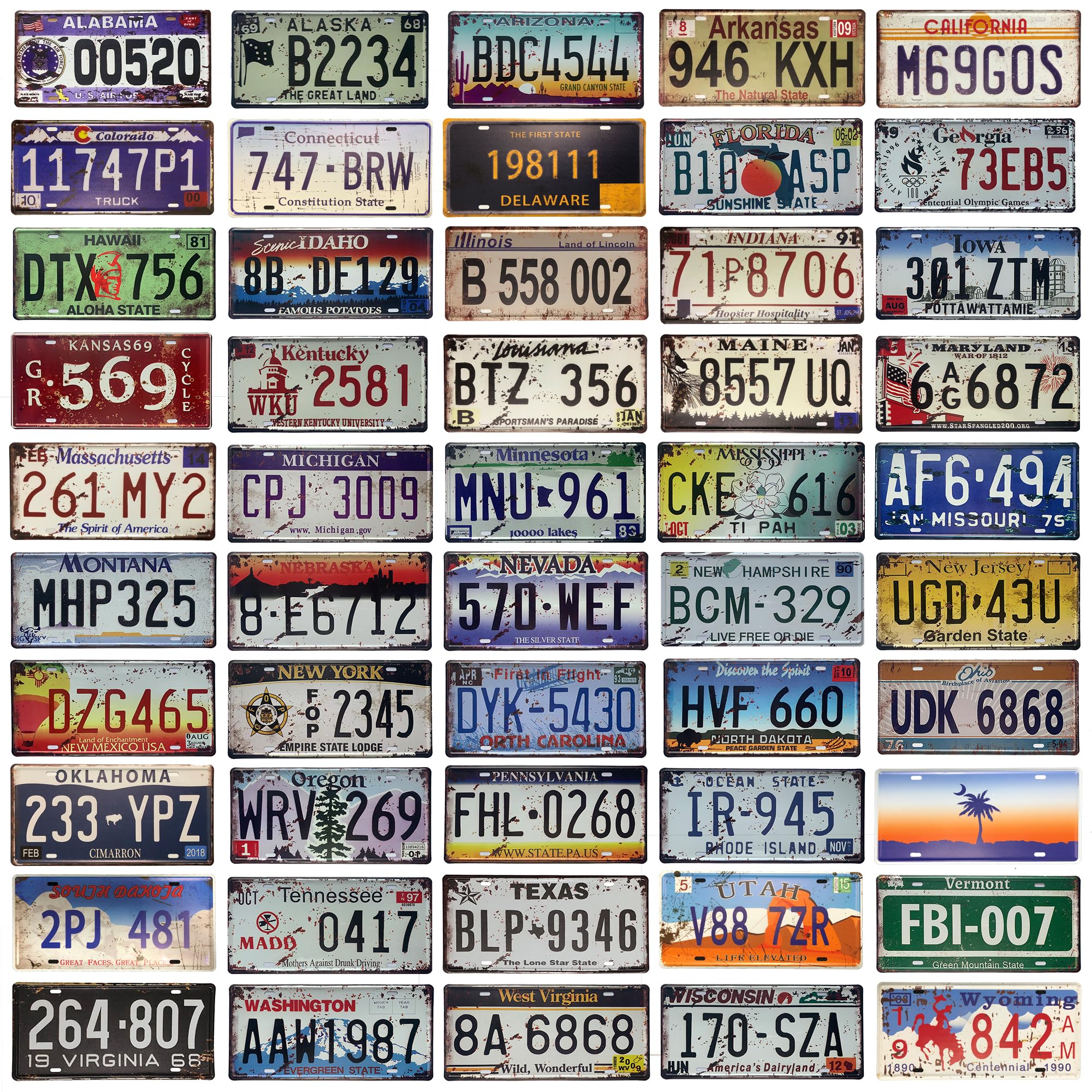 Vintage License Plates, License Plate Decor 50PCS