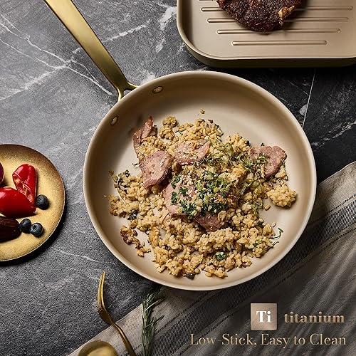 Miniatura 3 de CAROTE Juego de 19 ollas y sartenes, juegos de utensilios de cocina de inducción antiadherentes con mango de acero fundido duradero, ollas y