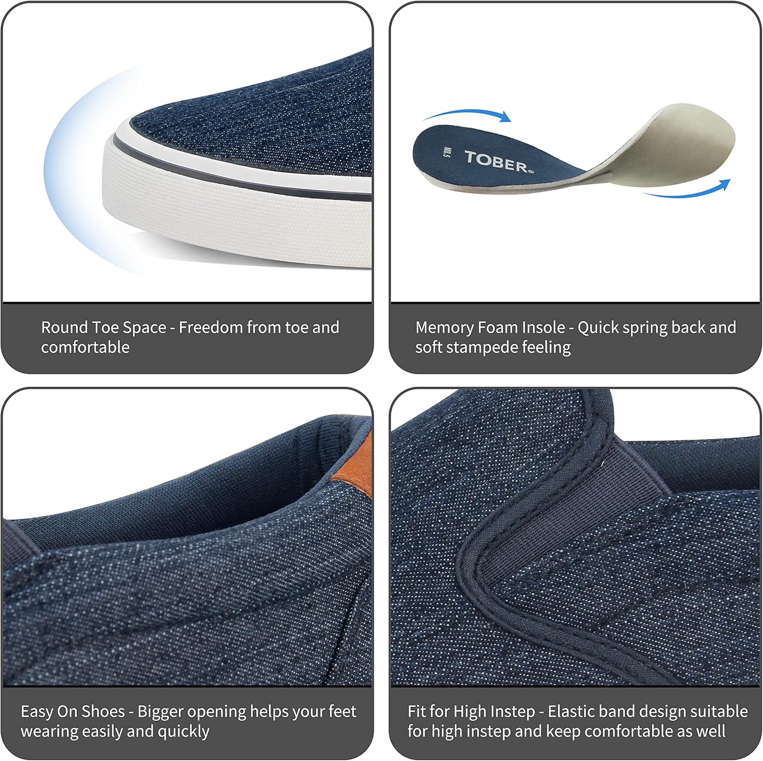 Men's Black Classic Low Top Shoes Canvas Fashion Sneaker with Soft Insole Causal Dress Shoes for Men Comfortable Walking Shoes - Image 5