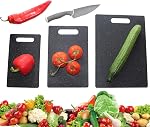 Kitchen Cutting Boards 3 pcs L-M-S Plastic Set Dark Solid Black Granite Marble Appearance Color, High Density Plastic Homogeneous Material, Convenient and Dishwasher Safe, for Home Use