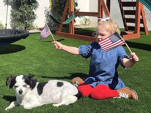 Miniatura 5 de TUTARE 50 Banderas estadounidenses en palo  Bandera de Estados Unidos con cabeza de lanza de mano para el 4 de julio, decoración de eventos del Día