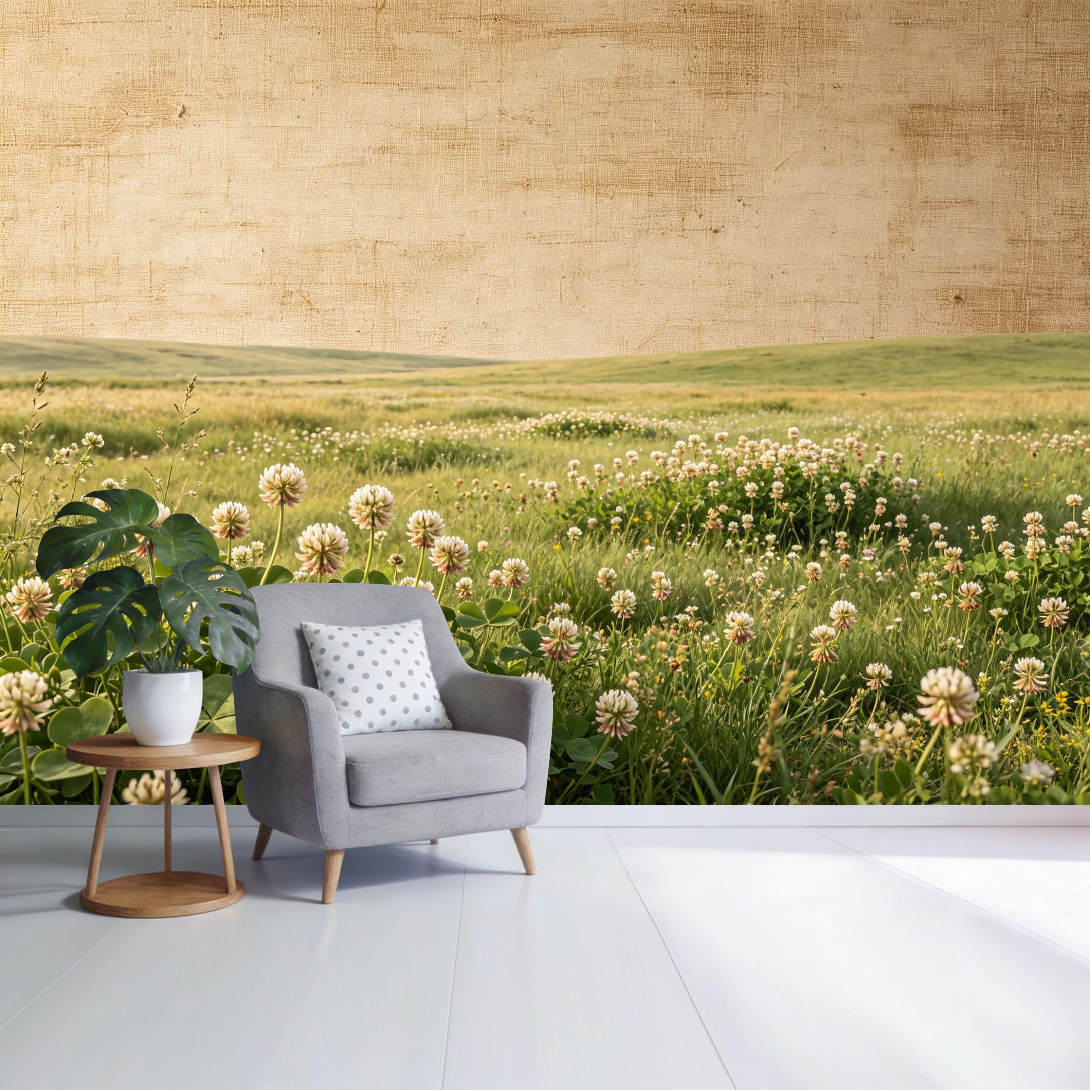 Custom Size Wall Mural Meadow Clover Field Landscape Botanical Nature Scene SelfAdhesive Wall Fabric Removable Wallpaper for Home Office Decor