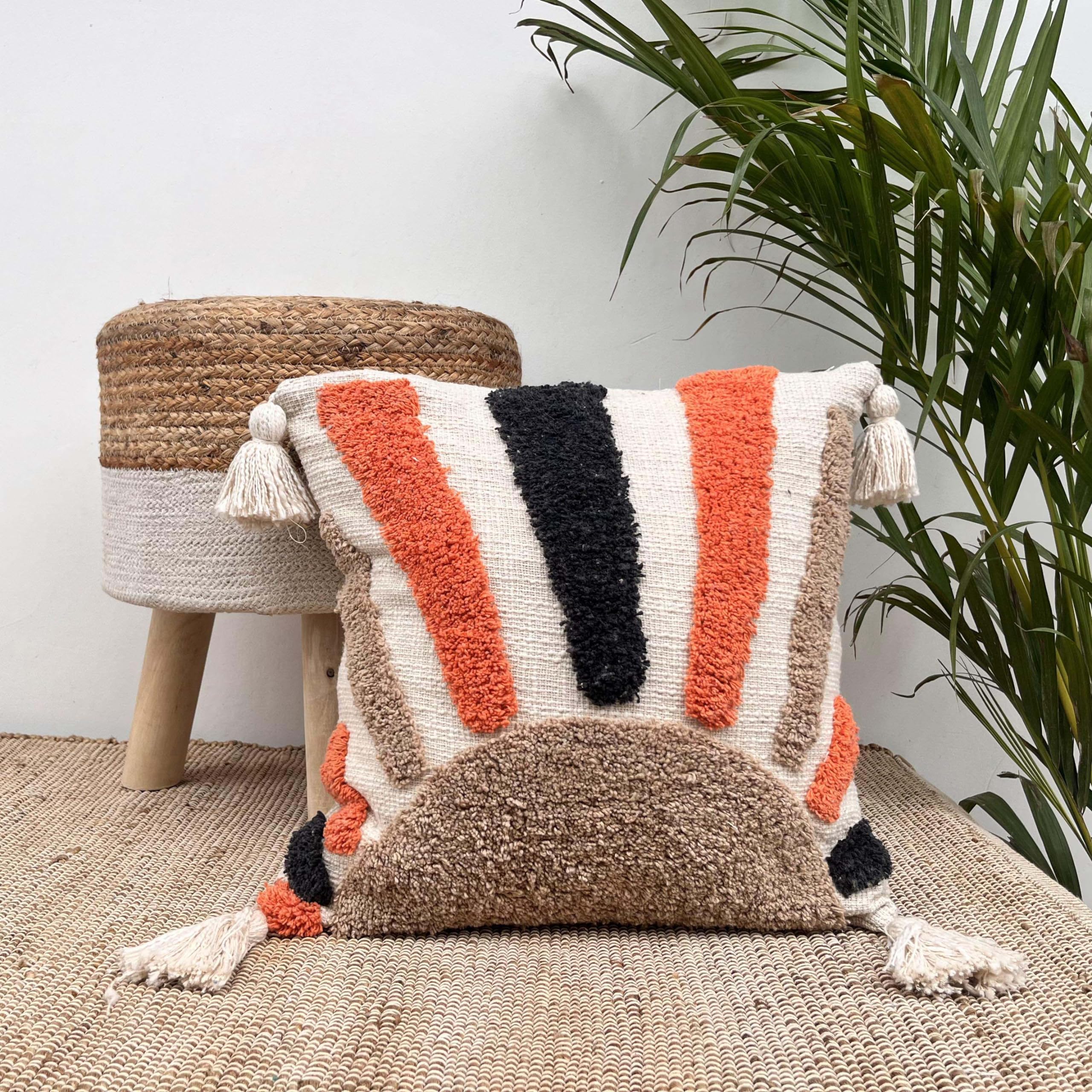 Arvanaindia Cotton Cushion Covers 16 Inchx16 Inch Boho Cushion Cover with Tassels, 40cm x 40cm Moroccan Style Bohemian for Décor Sofa Couch Living Room Bedroom Chair Indoor Outdoor (Pack of 1) (B0CB6Z1B36) Amazon Price History, Amazon Price Tracker