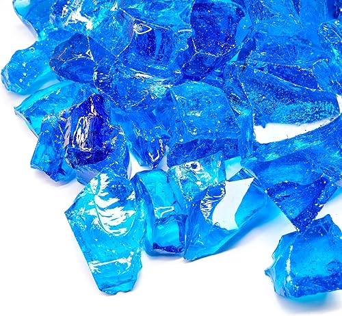 Miniatura 2 de TWINKLING Piedra de grava de vidrio de fuego de alto brillo, vidrio roto, vidrio para hoguera, vidrio triturado para decoración de chimenea,