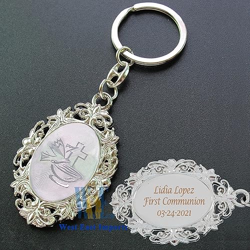 Miniatura 7 de Personalizado Bautismo Favor (12 PCS) Llavero personalizado Bautizo Grabado Primera Comunión