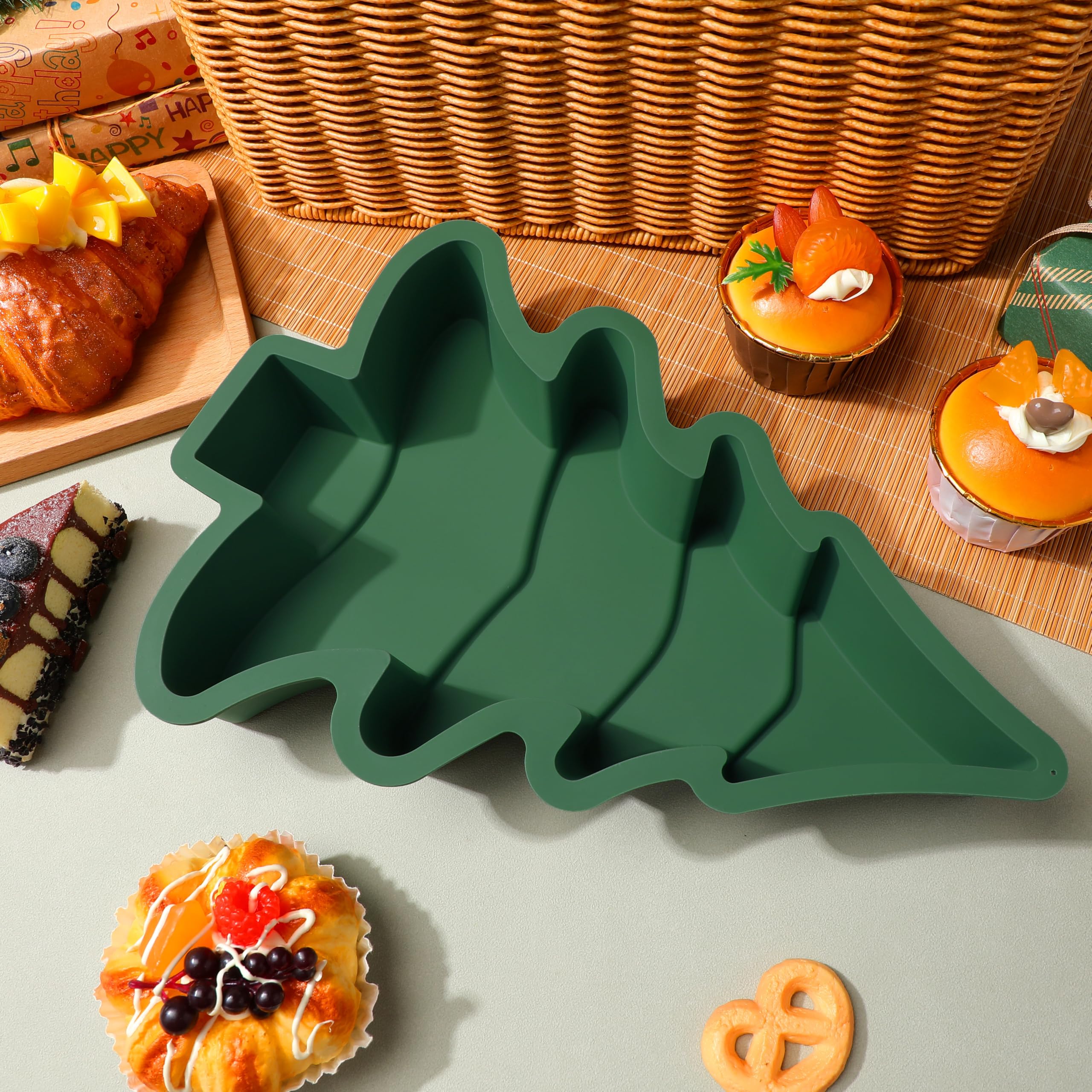NOLITOY 4 Piezas Molde de Silicona Árbol de Navidad Verde para Pastel