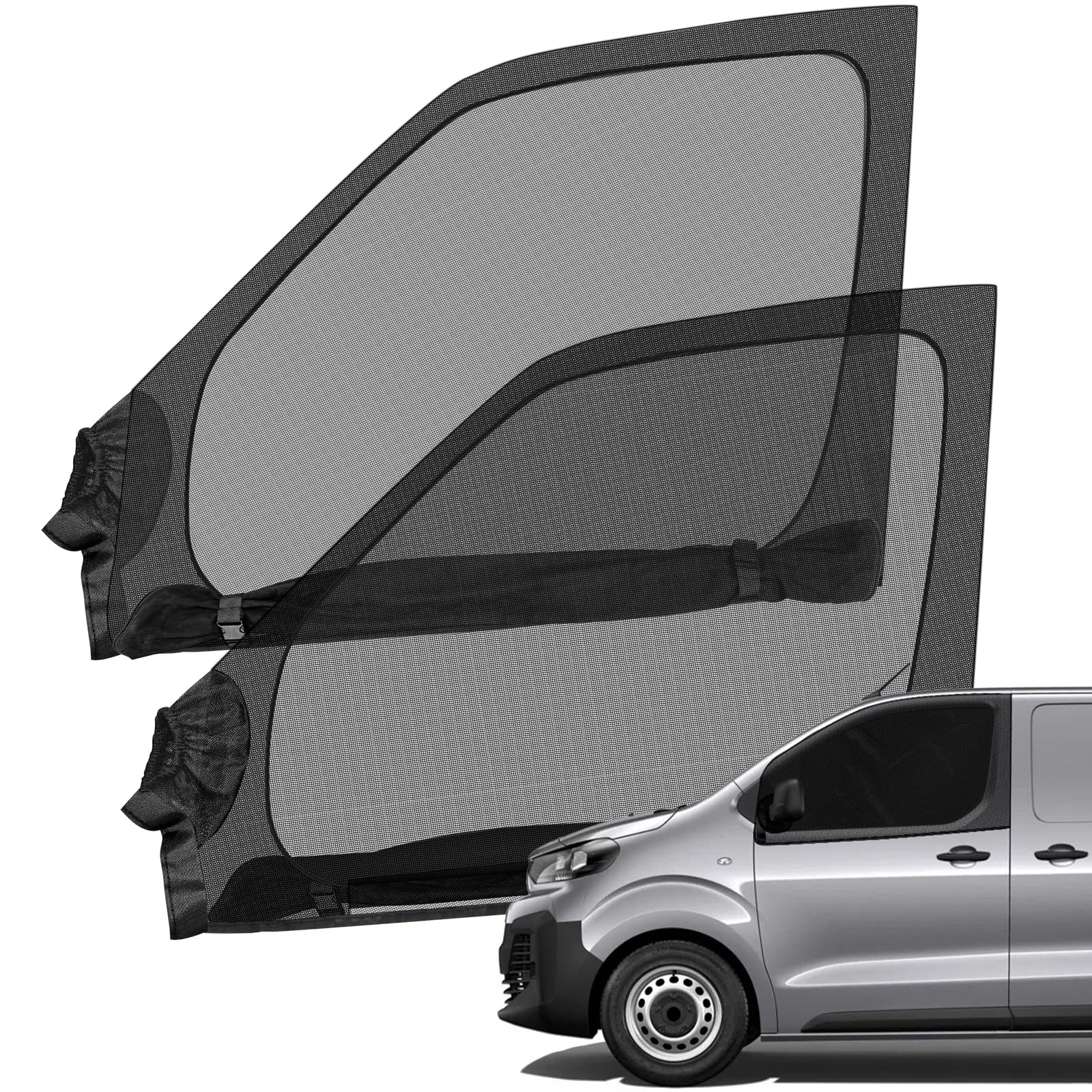 Calandre de Protection Insectes Remplacement pour Citroen Jumpy/Peugeot Expert/Toyota Proace/F-iat Scudo1994-2025, Moustiquaires Nets Respirants pour Fenêtre Latérale avec Chiffon confidentialité
